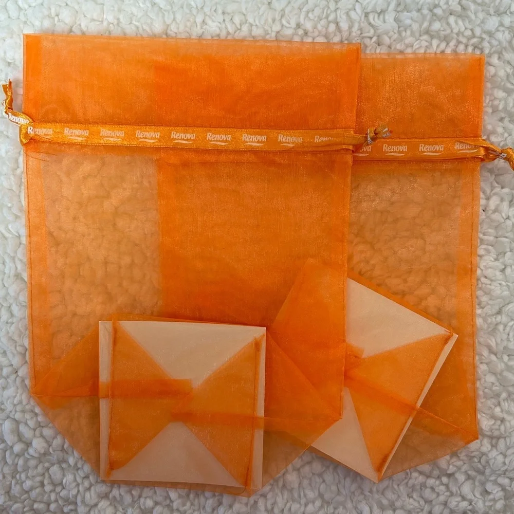Renova Sheer Organza Drawstring Gift Bags - 2 Each Red, Lime, Black, Orange